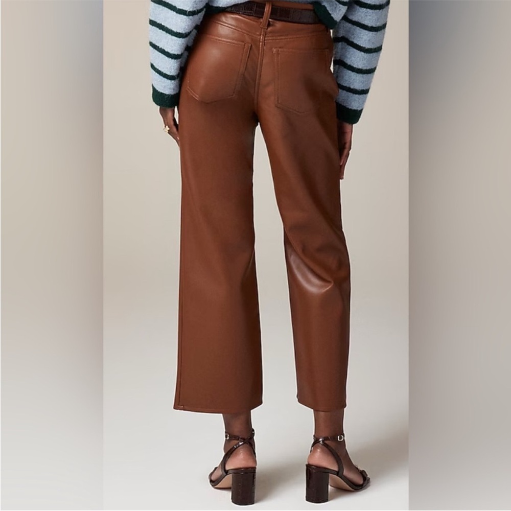 J. Crew slim wide leg faux leather pants - Picture 2 of 7